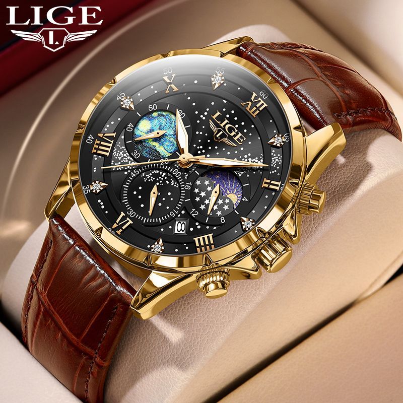 LIGE Men’s Luxury Luminous Chronograph Watch