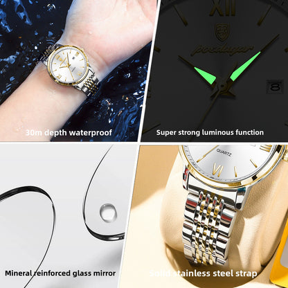 Women's Slim Quartz Dress Watch - 50M Water Resistant, Luminous Dial