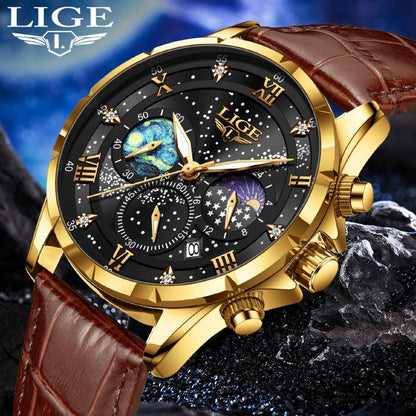 LIGE Men’s Luxury Luminous Chronograph Watch