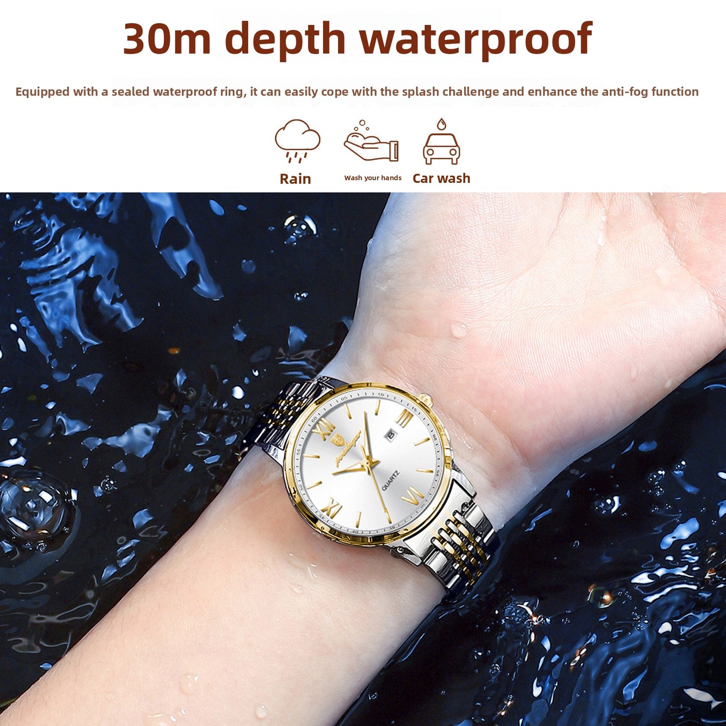Women's Slim Quartz Dress Watch - 50M Water Resistant, Luminous Dial