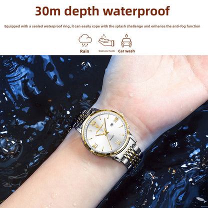 Women's Slim Quartz Dress Watch - 50M Water Resistant, Luminous Dial